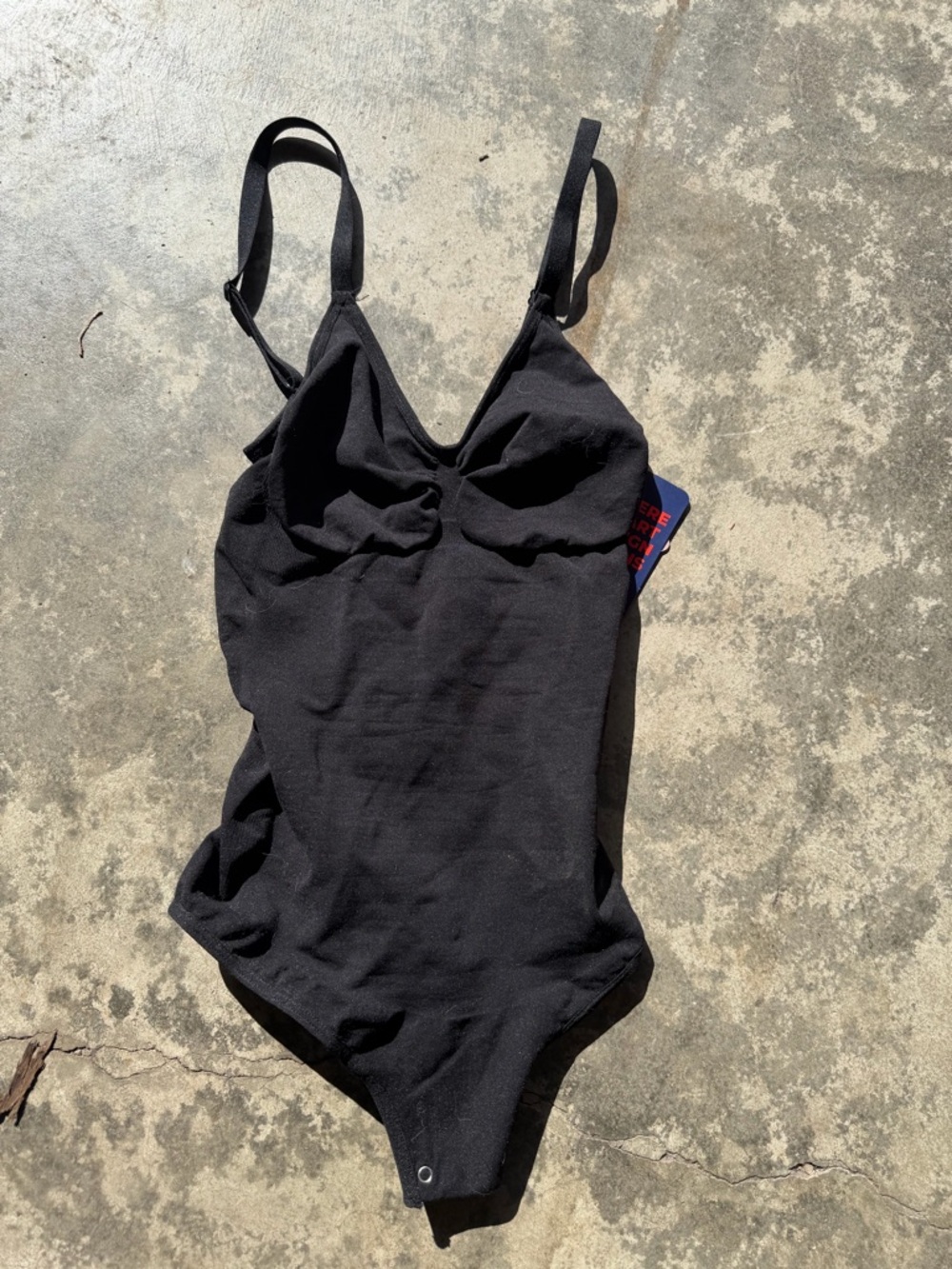 Black Women's V-Neck Bodysuit with Adjustable Straps